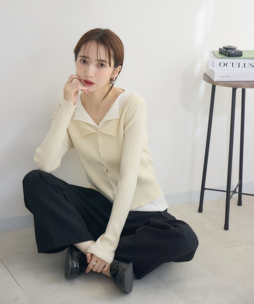 RU.TI.LE(ルチル)の「【RU.TI.LE】バイカラーレイヤードニット(ニット/セーター・レディース・ベージュ/ブラック・MEDIUM)」の19枚目の写真