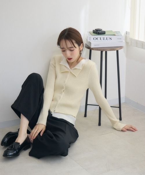 RU.TI.LE(ルチル)の「【RU.TI.LE】バイカラーレイヤードニット(ニット/セーター・レディース・ベージュ/ブラック・MEDIUM)」の20枚目の写真