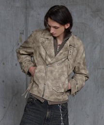 Spielio（シュピーリオ）の「【Spielio】 Vintage-like riders jacket / ヴィンテージライク合皮ライダースジャケット（ライダースジャケット）」