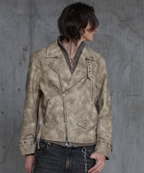ヴィンテージライク合皮ライダースジャケット セール】【Spielio】 Vintage-like riders jacket / ヴィンテージ