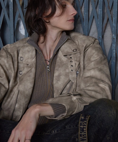 Spielio（シュピーリオ）の「【Spielio】 Vintage-like riders jacket / ヴィンテージライク合皮ライダースジャケット（ライダースジャケット・メンズ・ブラウン/ブラック・L/M/S）」の6枚目の写真