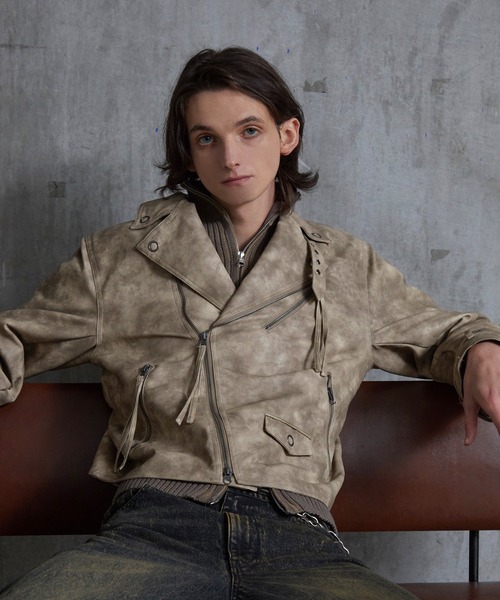 Spielio（シュピーリオ）の「【Spielio】 Vintage-like riders jacket / ヴィンテージライク合皮ライダースジャケット（ライダースジャケット・メンズ・ブラウン/ブラック・L/M/S）」の14枚目の写真