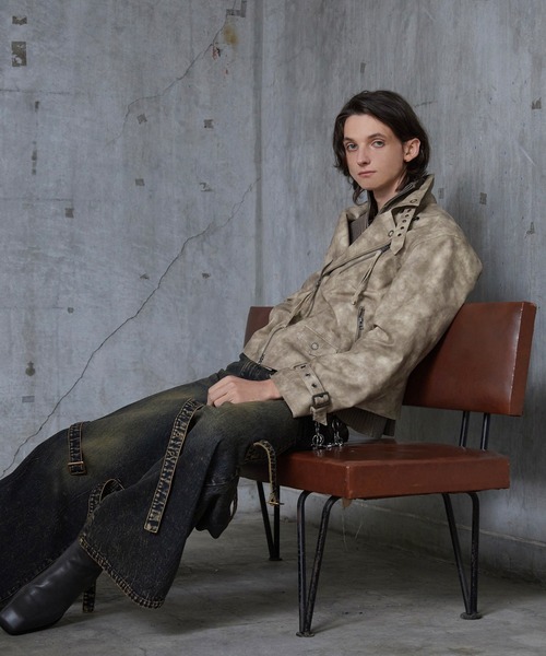 Spielio（シュピーリオ）の「【Spielio】 Vintage-like riders jacket / ヴィンテージライク合皮ライダースジャケット（ライダースジャケット・メンズ・ブラウン/ブラック・L/M/S）」の21枚目の写真