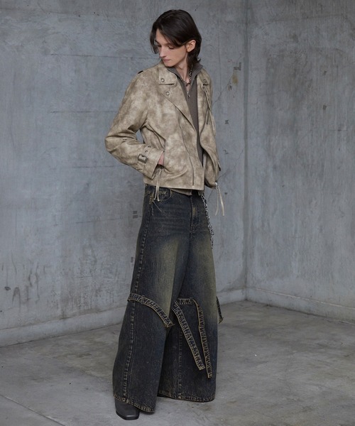 Spielio（シュピーリオ）の「【Spielio】 Vintage-like riders jacket / ヴィンテージライク合皮ライダースジャケット（ライダースジャケット・メンズ・ブラウン/ブラック・L/M/S）」の22枚目の写真