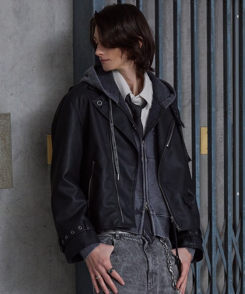 Spielio】 Vintage-like riders jacket / ヴィンテージライク合皮