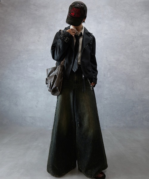 Spielio】 Vintage-like riders jacket / ヴィンテージライク合皮