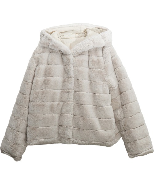 libelle more（リベル モア）の「ボーダーファーキルトリバーシブルフード付きショートコート（ダウンジャケット/コート・レディース・モカ/グレー/ブラック/ベージュ・M/L）」の12枚目の写真