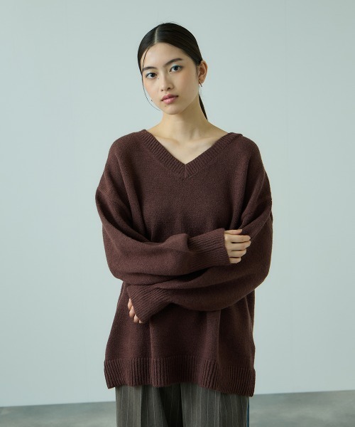 VICKY（ビッキー）の「アルパカタッチVネックニットプルオーバー≪手洗い可能≫（ニット/セーター・レディース・ブラック/ブラウン/ライトグレー・M）」の3枚目の写真