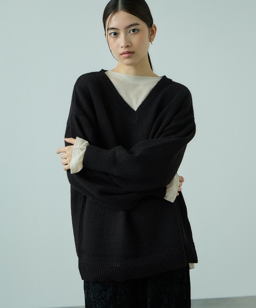 VICKY（ビッキー）の「アルパカタッチVネックニットプルオーバー≪手洗い可能≫（ニット/セーター・レディース・ブラック/ブラウン/ライトグレー・M）」の14枚目の写真