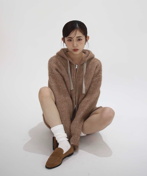 Luan(ルアン)の「【Luan】KNIT HOODIE/ニットフーディー(ニット/セーター・レディース・ベージュ/グレー・FREE)」の11枚目の写真