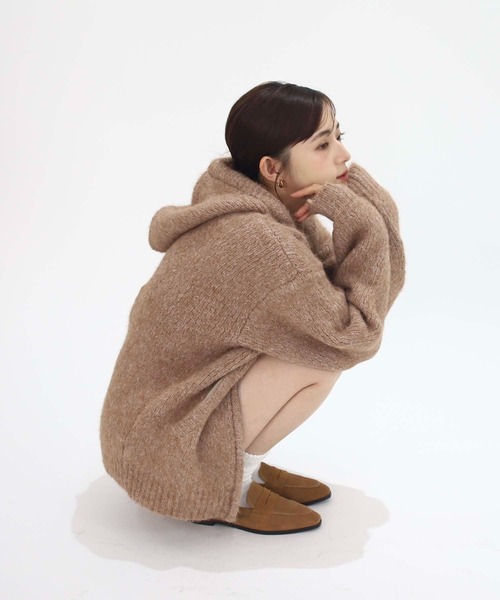 Luan(ルアン)の「【Luan】KNIT HOODIE/ニットフーディー(ニット/セーター・レディース・ベージュ/グレー・FREE)」の10枚目の写真