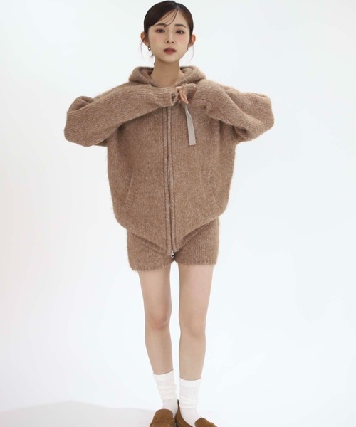 Luan(ルアン)の「【Luan】KNIT HOODIE/ニットフーディー(ニット/セーター・レディース・ベージュ/グレー・FREE)」の12枚目の写真