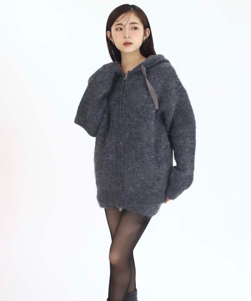 Luan(ルアン)の「【Luan】KNIT HOODIE/ニットフーディー(ニット/セーター・レディース・ベージュ/グレー・FREE)」の3枚目の写真