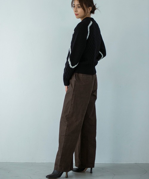 AJUGA.（アジュガ）の「ウォッシャブルケーブルニット（ニット/セーター・レディース・グレー/ブラック・FREE）」の3枚目の写真