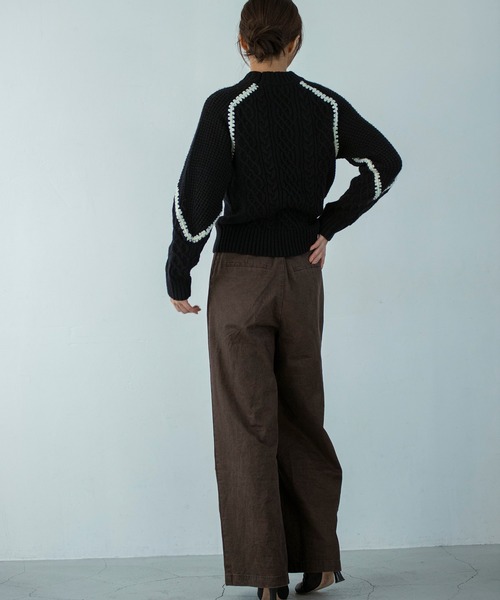 AJUGA.（アジュガ）の「ウォッシャブルケーブルニット（ニット/セーター・レディース・グレー/ブラック・FREE）」の5枚目の写真