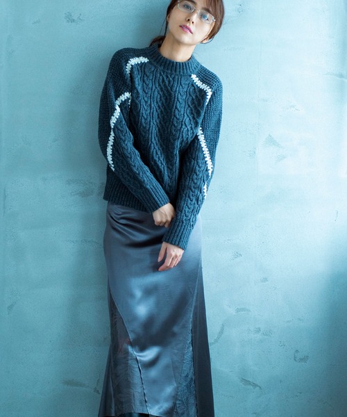 AJUGA.（アジュガ）の「ウォッシャブルケーブルニット（ニット/セーター・レディース・グレー/ブラック・FREE）」の10枚目の写真