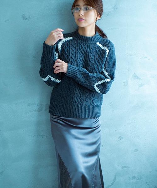 AJUGA.（アジュガ）の「ウォッシャブルケーブルニット（ニット/セーター・レディース・グレー/ブラック・FREE）」の11枚目の写真