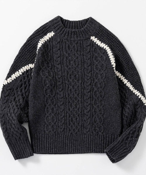 AJUGA.（アジュガ）の「ウォッシャブルケーブルニット（ニット/セーター・レディース・グレー/ブラック・FREE）」の12枚目の写真