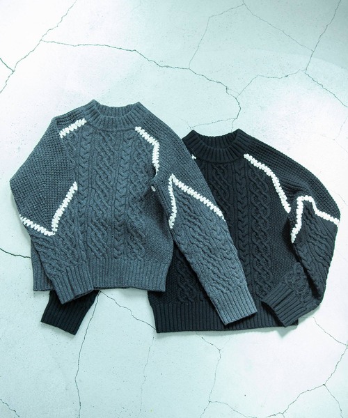 AJUGA.（アジュガ）の「ウォッシャブルケーブルニット（ニット/セーター・レディース・グレー/ブラック・FREE）」の18枚目の写真