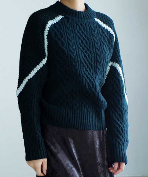 AJUGA.（アジュガ）の「ウォッシャブルケーブルニット（ニット/セーター・レディース・グレー/ブラック・FREE）」の20枚目の写真