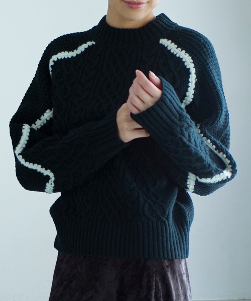 AJUGA.（アジュガ）の「ウォッシャブルケーブルニット（ニット/セーター・レディース・グレー/ブラック・FREE）」の21枚目の写真