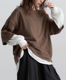 Soiunique（スワユニーク）の「ガーゼ裏毛　重ね着風長袖トップス　［Soiunique］（Tシャツ/カットソー）」