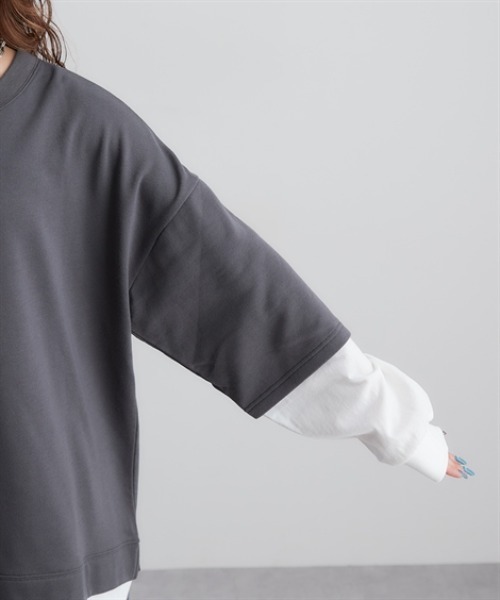 Soiunique（スワユニーク）の「ガーゼ裏毛　重ね着風長袖トップス　［Soiunique］（Tシャツ/カットソー・レディース・ブラック/グレイッシュベージュ/ブラウン/チャコール・S/M/L/LL）」の20枚目の写真