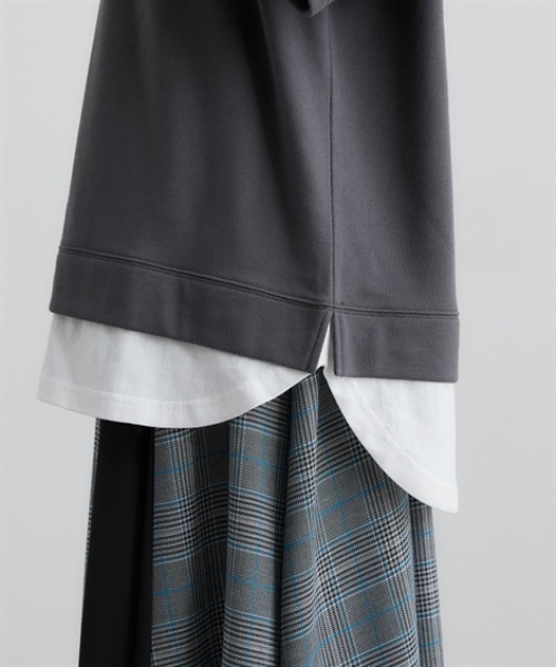 Soiunique（スワユニーク）の「ガーゼ裏毛　重ね着風長袖トップス　［Soiunique］（Tシャツ/カットソー・レディース・ブラック/グレイッシュベージュ/ブラウン/チャコール・S/M/L/LL）」の21枚目の写真