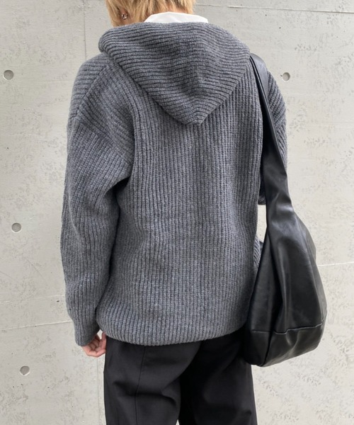 lilful(リルフル)の「フードニットジップアップパーカー(パーカー・メンズ・ブラック/グレー・L/M)」の8枚目の写真