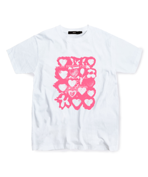 ESCAPEFROM(エスケープフロム)の「ピンクフェイバリットシングスTシャツホワイト(Tシャツ/カットソー・レディース・その他・SMALL/MEDIUM/LARGE)」の1枚目の写真