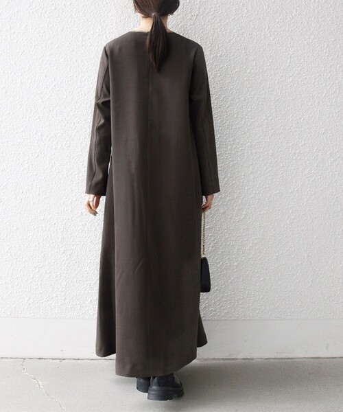 SHIPS any（シップス エニィ）の「SHIPS any: ウーステッド パイピング ボタン ロングスリーブ フレア ワンピース（ワンピース・レディース・ブラウン/グレー・ONE SIZE）」の16枚目の写真