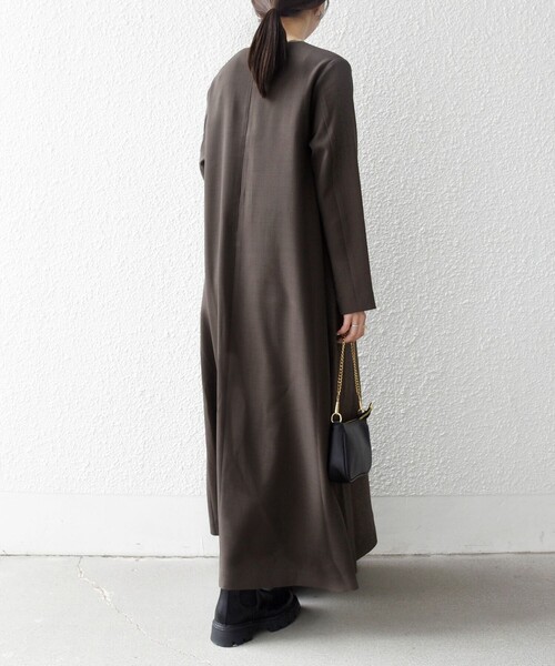 SHIPS any（シップス エニィ）の「SHIPS any: ウーステッド パイピング ボタン ロングスリーブ フレア ワンピース（ワンピース・レディース・ブラウン/グレー・ONE SIZE）」の17枚目の写真