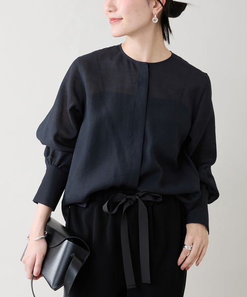 VERMEIL par iena(ヴェルメイユパーイエナ)の「《追加6》シアーブラウス(シャツ/ブラウス・レディース・ネイビー・FREE)」の7枚目の写真