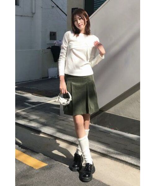 FANCY CLUB（ファンシークラブ）の「[NF] コーデュロイバックルプリーツスカート (カーキ)_F23ZC860（スカート・レディース・その他・SMALL/MEDIUM）」の6枚目の写真