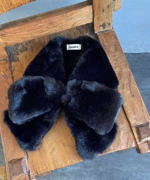 Casselini（キャセリーニ）の「[Casselini/キャセリーニ] ミニリボンティペットマフラー（マフラー・レディース・ブラック/ベージュ・ONE SIZE）」の17枚目の写真