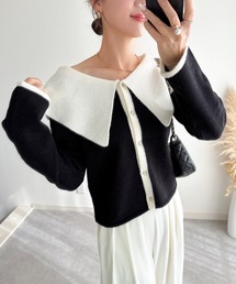 &. NOSTALGIA | 【ZOZO限定】配色ビッグカラーカーディガン(カーディガン/ボレロ)