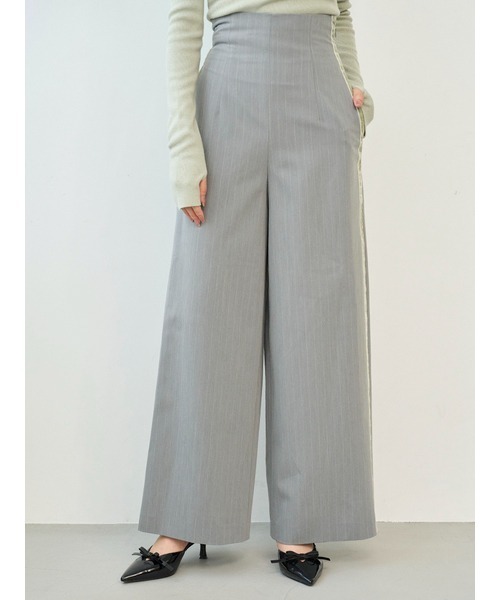 SNIDEL（スナイデル）の「バックリボンレースアップラインパンツ（その他パンツ・レディース・グレー/モカ/ストライプ・0/1）」の7枚目の写真