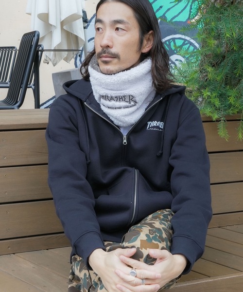 THRASHER（スラッシャー）の「BOA FLEECE REVERSIBLE NECK WARMER/THRASHER スラッシャー ネックウォーマー リバーシブル ボアフリース ロゴ刺繍ストリート スケーター（ネックウォーマー/スヌード・メンズ・グレー/ブラック×ホワイト/ベージュ×ブラック・FREE）」の18枚目の写真
