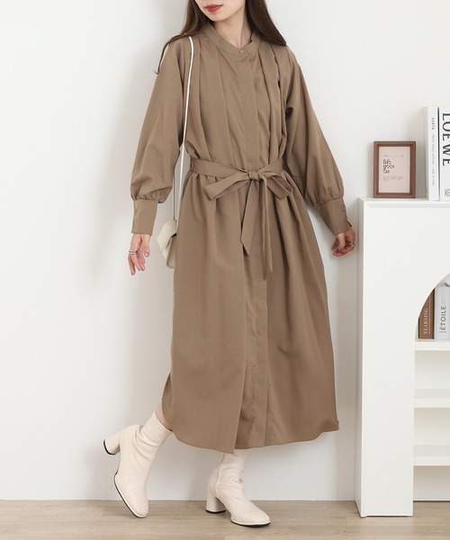 A.N.L（エーエヌエル　レーベル）の「A.N.L タックシャツコート（シャツワンピース・レディース・モカ・38）」の14枚目の写真