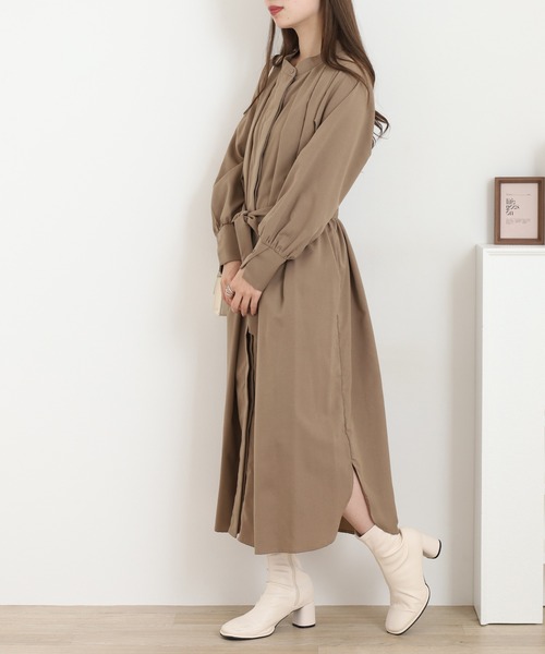 A.N.L（エーエヌエル　レーベル）の「A.N.L タックシャツコート（シャツワンピース・レディース・モカ・38）」の15枚目の写真