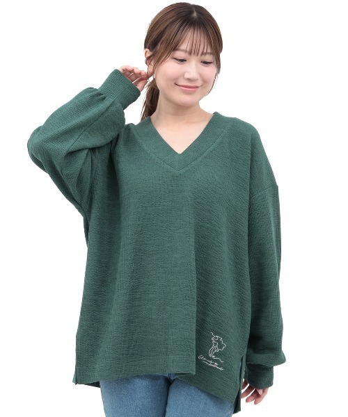 チチカカ(チチカカ)の「Vネックサイドスリットプルオーバー(Tシャツ/カットソー・レディース・カーキ/グリーン/ネイビー・FREE)」の8枚目の写真