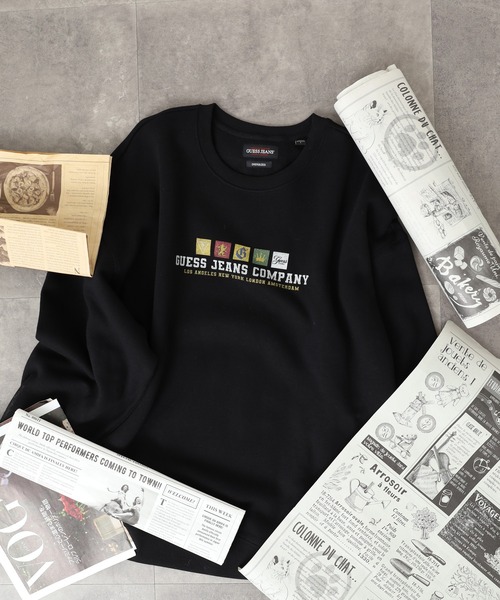 GUESS JEANS（ゲスジーンズ）の「GUESS JEANS フロントプリントスウェットシャツ（スウェット・メンズ・ブラック/ネイビー/アイボリー・M/L/S/XL）」の3枚目の写真