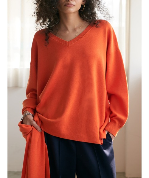 Brown&Street(ブラウンアンドストリート)の「モイストタッチストール付きニット(ニット/セーター・レディース・ブラウン/オレンジ/ブラック・FREE)」の12枚目の写真