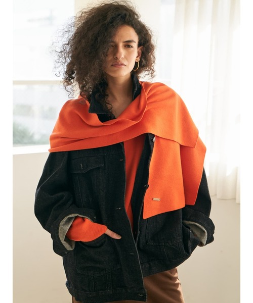 Brown&Street(ブラウンアンドストリート)の「モイストタッチストール付きニット(ニット/セーター・レディース・ブラウン/オレンジ/ブラック・FREE)」の15枚目の写真