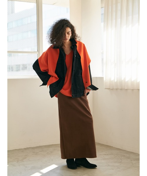 Brown&Street(ブラウンアンドストリート)の「モイストタッチストール付きニット(ニット/セーター・レディース・ブラウン/オレンジ/ブラック・FREE)」の16枚目の写真