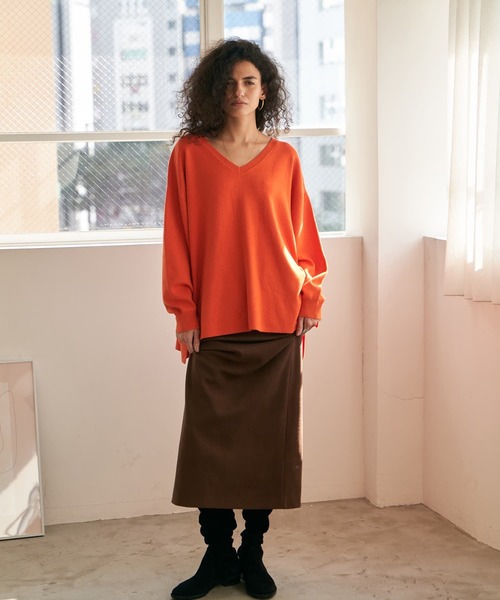 Brown&Street(ブラウンアンドストリート)の「モイストタッチストール付きニット(ニット/セーター・レディース・ブラウン/オレンジ/ブラック・FREE)」の17枚目の写真