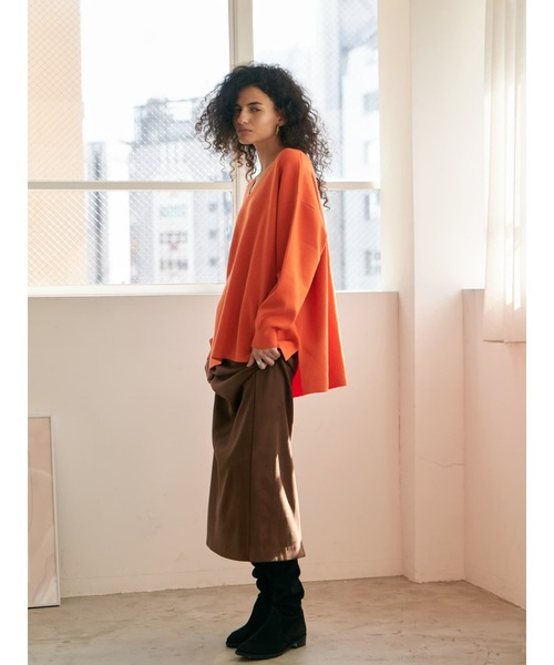 Brown&Street(ブラウンアンドストリート)の「モイストタッチストール付きニット(ニット/セーター・レディース・ブラウン/オレンジ/ブラック・FREE)」の18枚目の写真