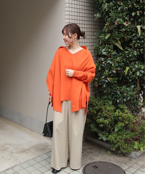 Brown&Street(ブラウンアンドストリート)の「モイストタッチストール付きニット(ニット/セーター・レディース・ブラウン/オレンジ/ブラック・FREE)」の20枚目の写真