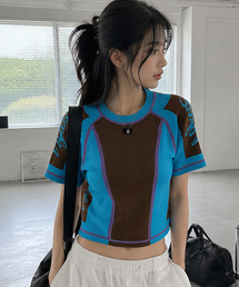 SPORT STRETCH KNIT TOP BROWN
