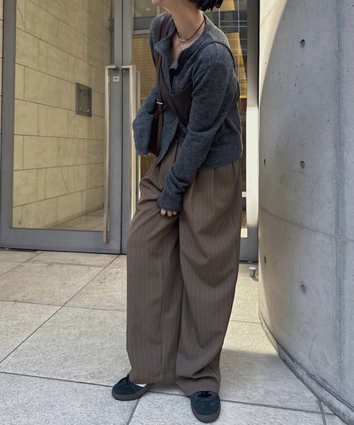 【philme】17 ）stripe tuck pants gray1 philme】17 ）stripe tuck pants gray1